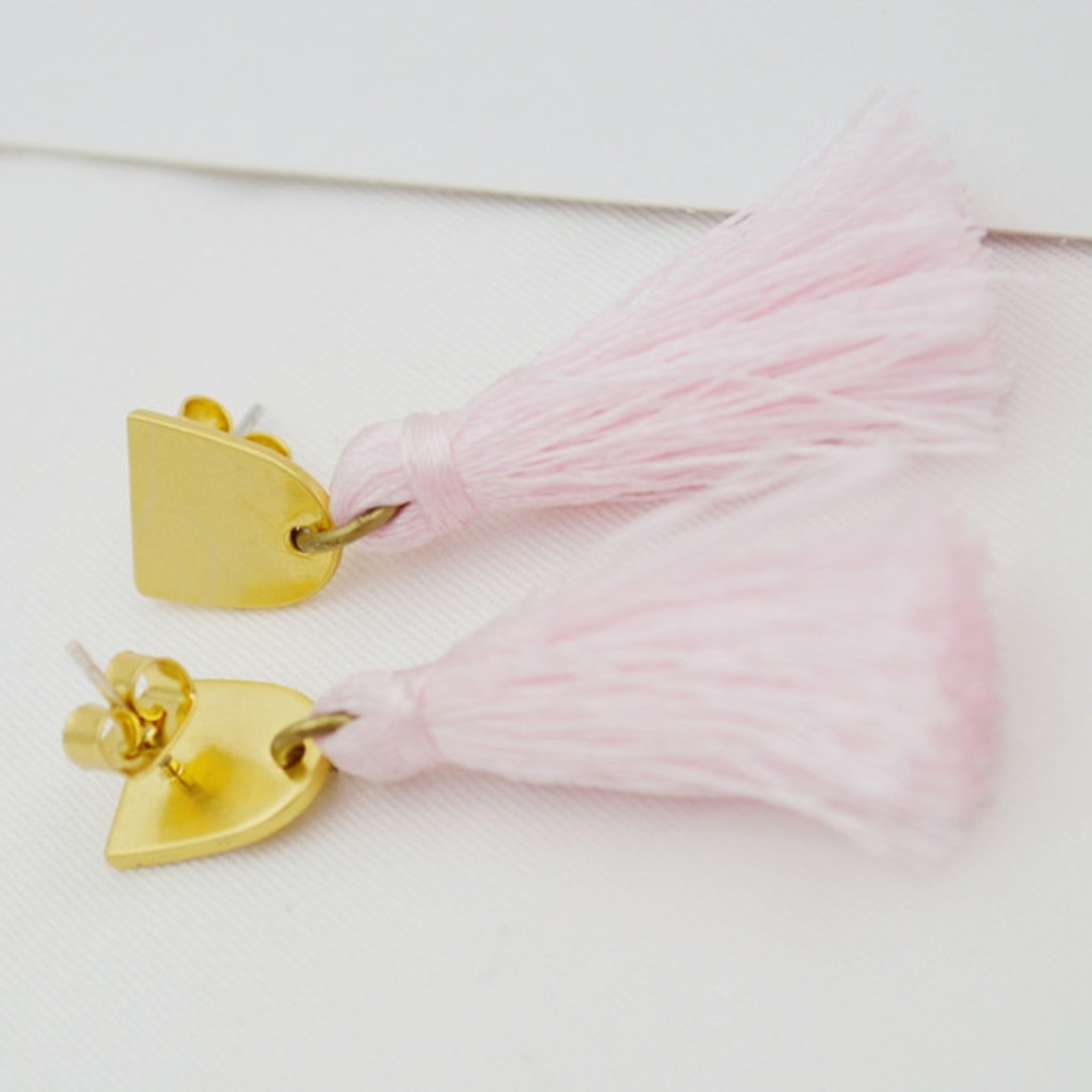 Madewell Gold and Pink Tassel Drop Earrings - Picture 2 of 2